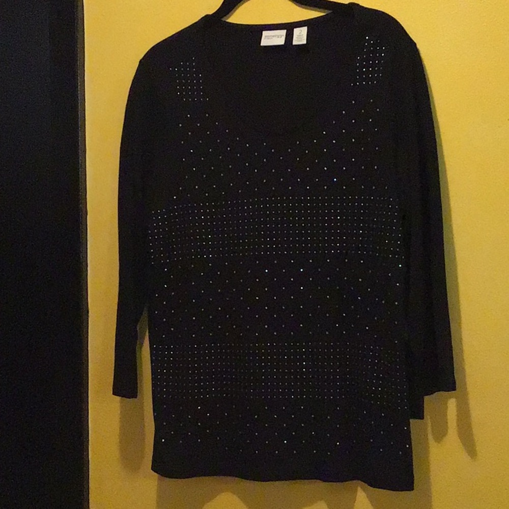 Chico’s long sleeve top small crystal rhinestones